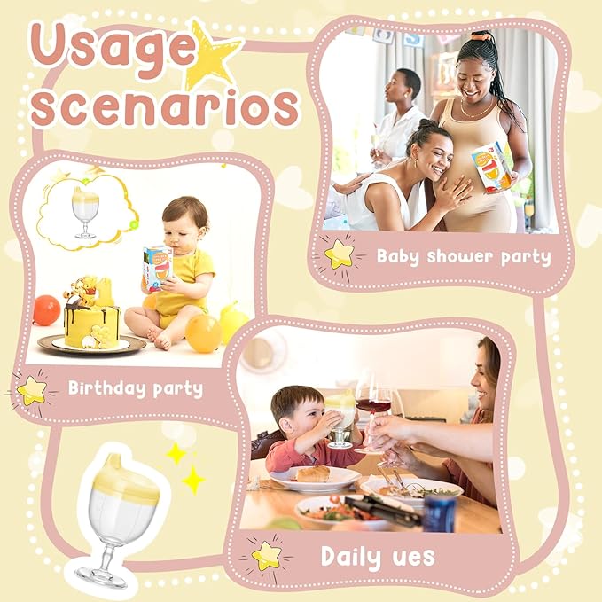 Irenare 1 Pcs Baby Wine Sippy Cup Plastic Goblet Cup No Spill Toddler Sippy Goblet Beverage Milk Water Bottle for Kids Holiday Birthday Party Funny Gift (Goblet Style,Yellow)