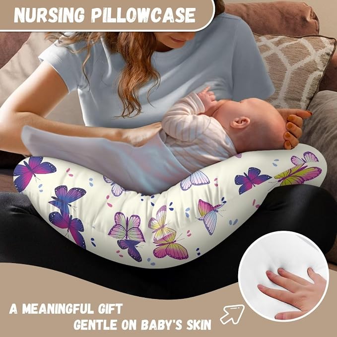 Butterfly Nursing Pillow Cover Slipcover, Breastfeeding Newborn Infant Feeding Cushion Cover Pillow Slipcovers for Breastfeeding Moms