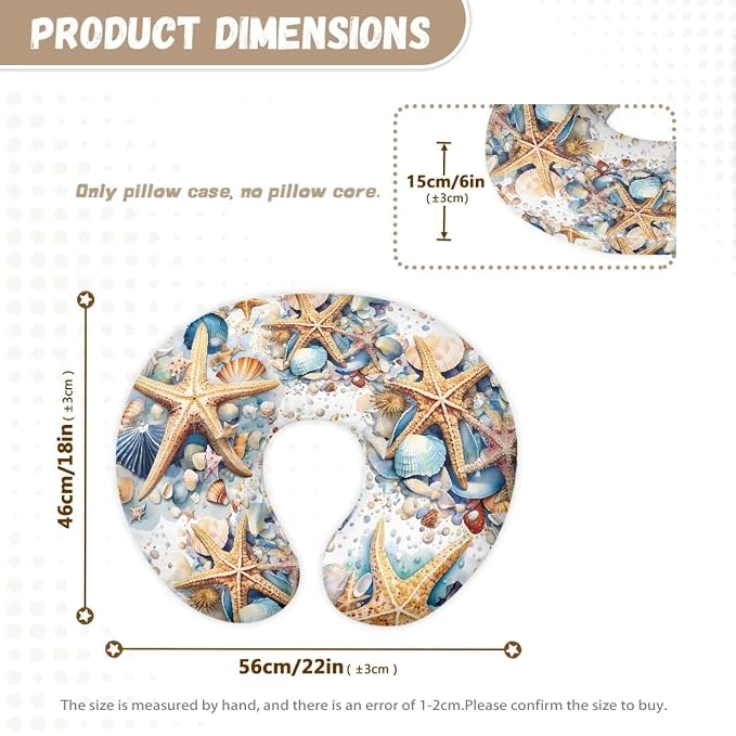 Starfish Nursing Pillowcase Fits Snug on Baby Boys Girls,Ultra Soft Breathable Nursing Pillow Cover Stretchy Nursing Pillow Cover Easy to Clean