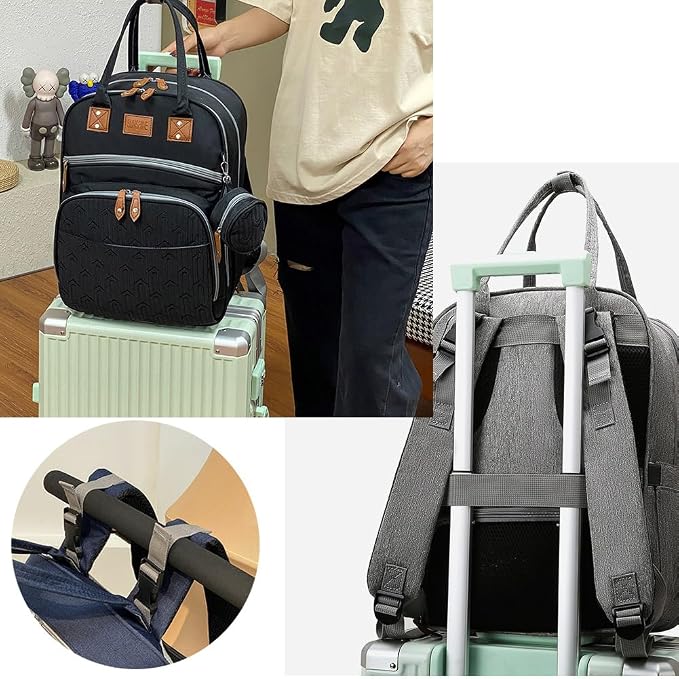 Diaper Bag Backpack, Multifunction Travel Back Pack Maternity Baby Nappy Bag Anti-Water Changing Bags Baby Bag Large Capacity Stylish (Black)