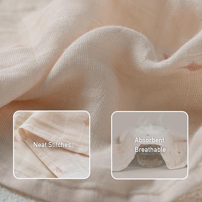 GLLQUEN BABY Muslin Swaddle Blankets 4-Pack Breathable Receiving Blankets (35" x 40") Soft Baby Blankets for Girls and Boys Newborn Essentials Muslin Burp Cloths Swaddle Wrap Baby Gift (Sun)