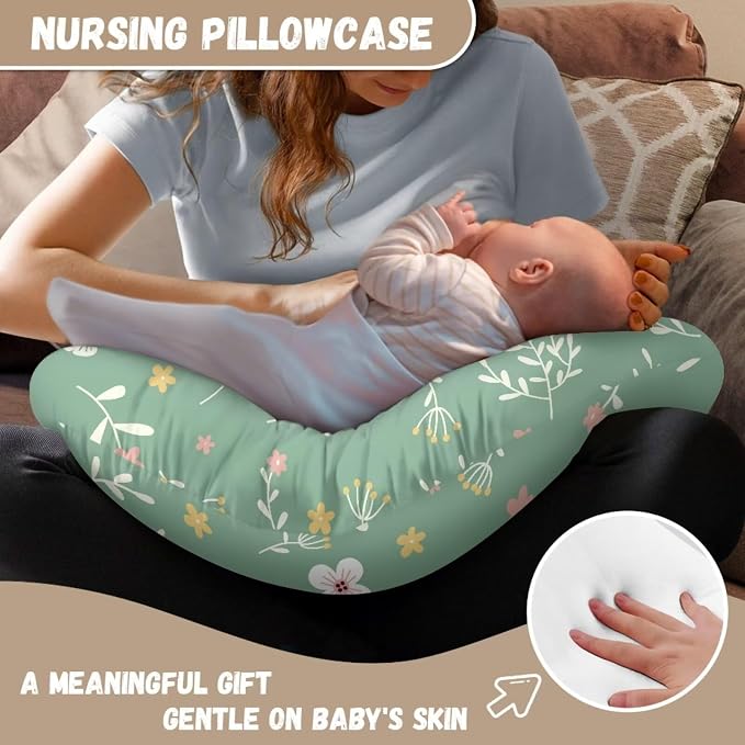 Cartoon Leaf Nursing Pillow Cover, Ultra Soft Comfortable Newborn Nursing Pillow Case Breathable Soft Slipcover for Baby Boy Girl
