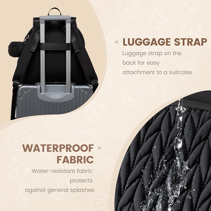 LOVEVOOK Diaper Bag Backpack, Small Cute Baby Bag, Stylish Water-Resistant Travel Bag for Mom, Baby Backpack with Changing Pad, Stroller Straps - Black
