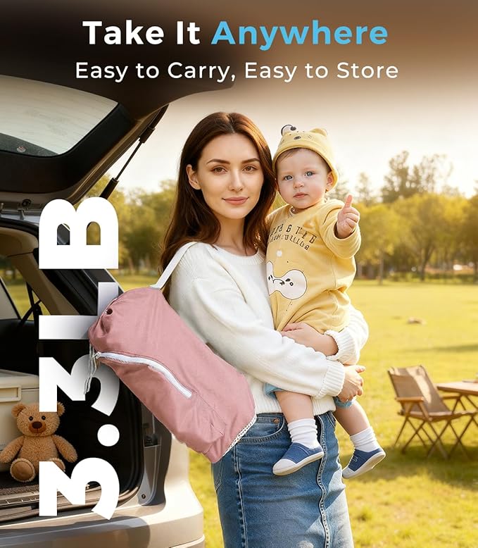 Portable Baby Chair, Baby Beach Chair with 2-Pack Interchangeable Seat Covers, Portable Booster Seat with Tray & Travel Bag, Compact Foldable, Easy-Swap Colors, Perfect for Travel