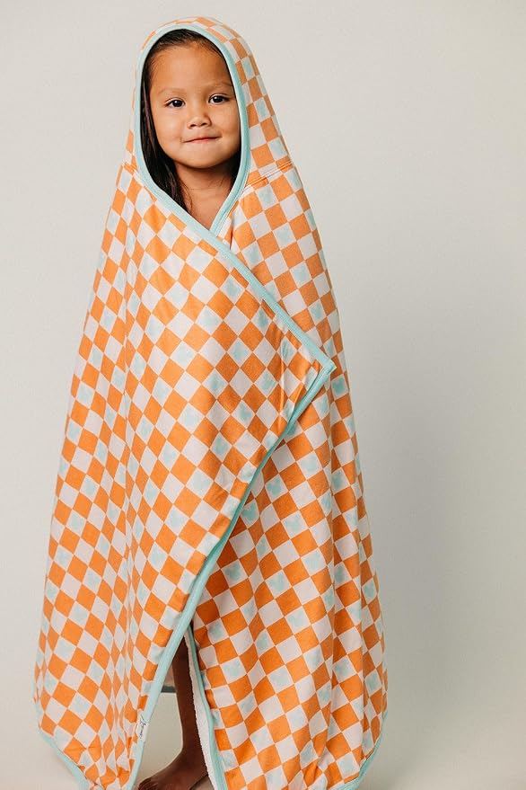 Copper Pearl Premium Big Kid Hooded Towel 'Mickey Mouse Check' - One Size