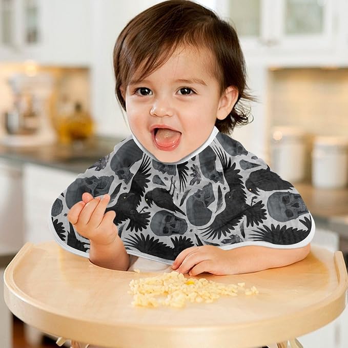 Muslin Baby Burp Cloths, Gothic Crows Skulls Muslin Washcloths Baby Bibs Rags Comfy Soft Absorbent in for Newborn Boys and Girls 4 Piece 22 x 11 Inch
