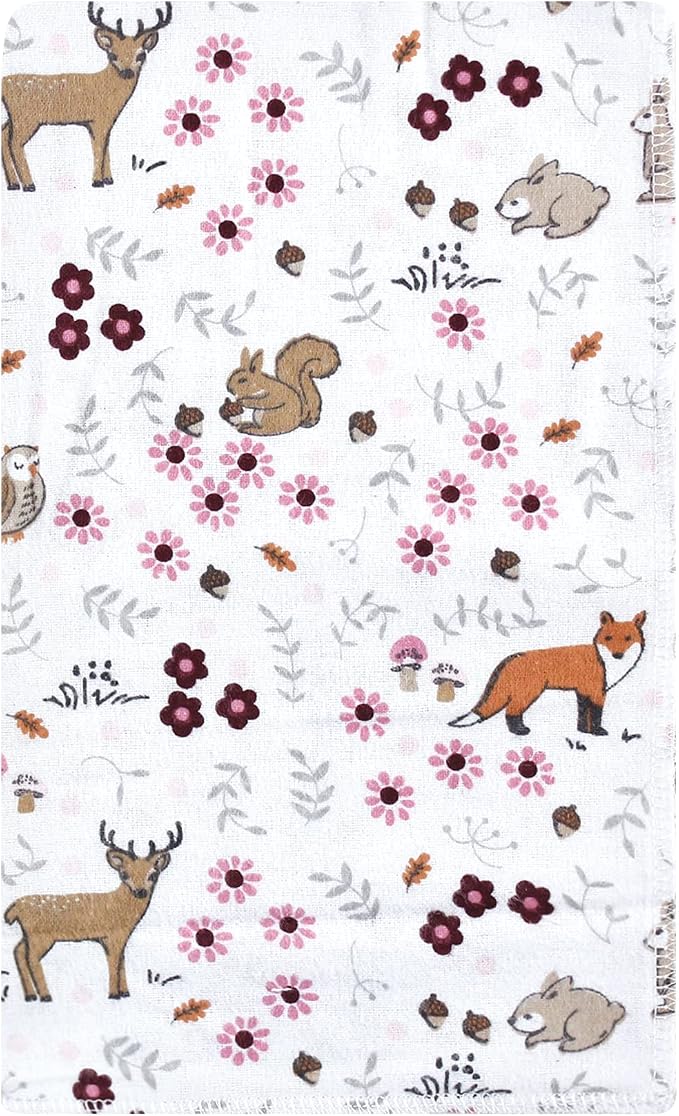 Luvable Friends Hudson Baby Flannel Burp Cloths 10pk, Forest Woodland