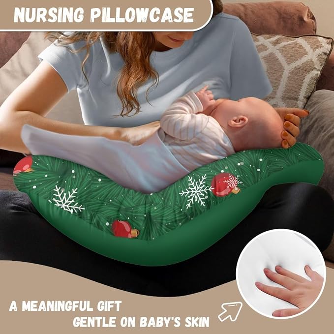 Christmas Tree Lantern Nursing Pillow Detachable Newborn Original Breastfeeding Slipcover Case and Positioner Washable Head Support Protector Cushion Essential with Hidden Zipper Easy Care