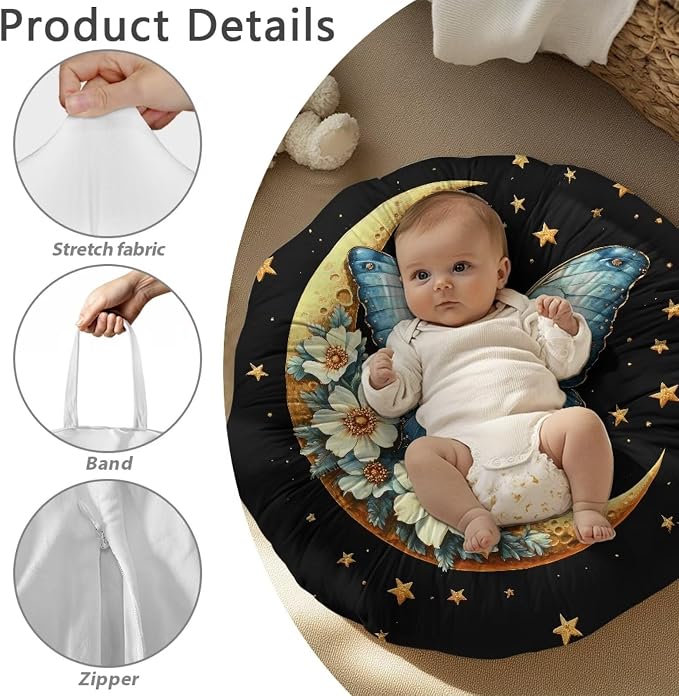 Moon Butterfly Pillow Cover Girls Cute Shark Breastfeeding Pillow Cover for Baby Snug Fits Newborn Nursing Pillow Case Super Soft Nursing Pillow Slipcovers for Breastfeeding Moms