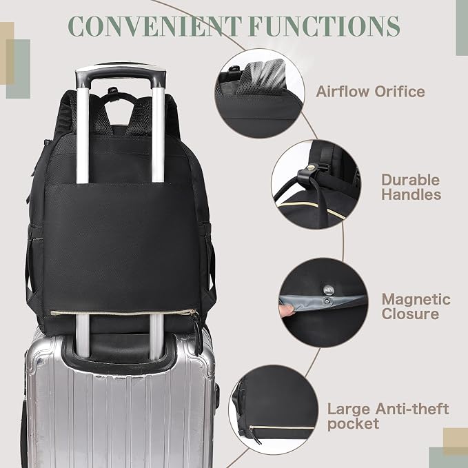 Diaper Bag Backpack Baby Bags with Changing Pad Large Newborn Maternity Bags,18 Pockets,Insulated Pockets,Stroller Straps,Black