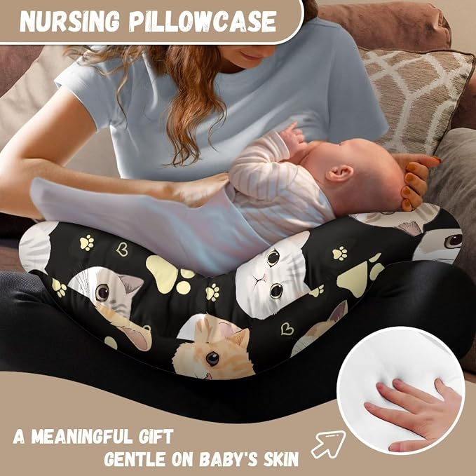 Cat Paw Nursing Pillow Cover for Breastfeeding Pillow, Ultra Soft and Cozy Nursing Pillow Slipcovers Good Choice for Mom or Baby