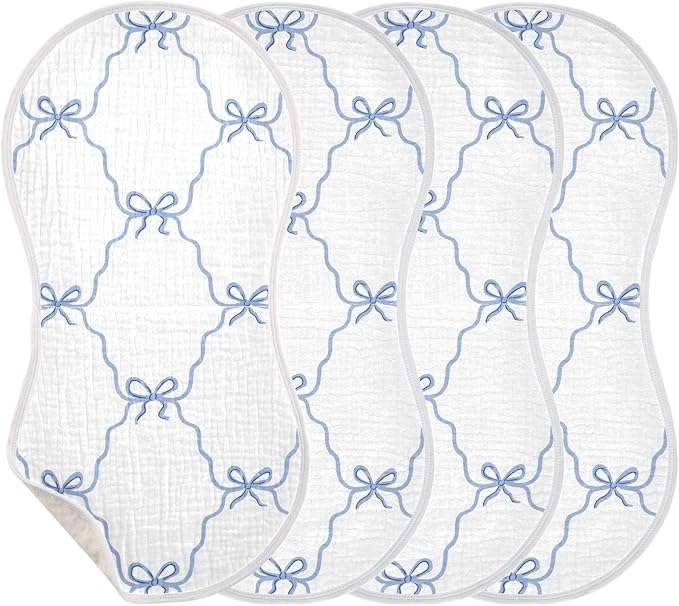 vvfelixl Blue Ribbon Bow Burp Cloths for Baby Boy Girls Baby Washcloths Burp Rags 1 Pack