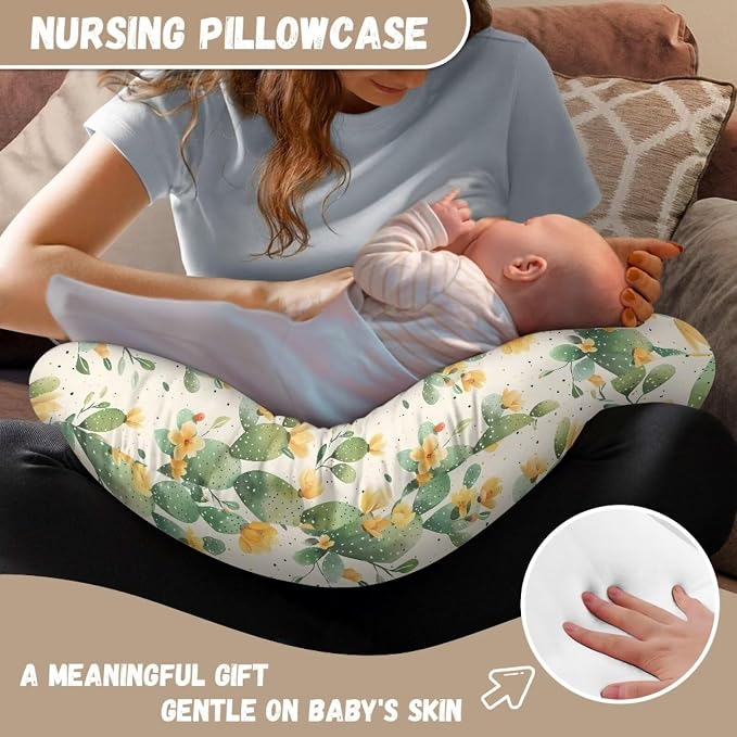 Cactus Nursing Pillow Cover for Infant Snug, Breastfeeding Pillow Slipcover for Baby Girls/Boys, Soft Snug Fits On Newborn Feeding Pillow Case