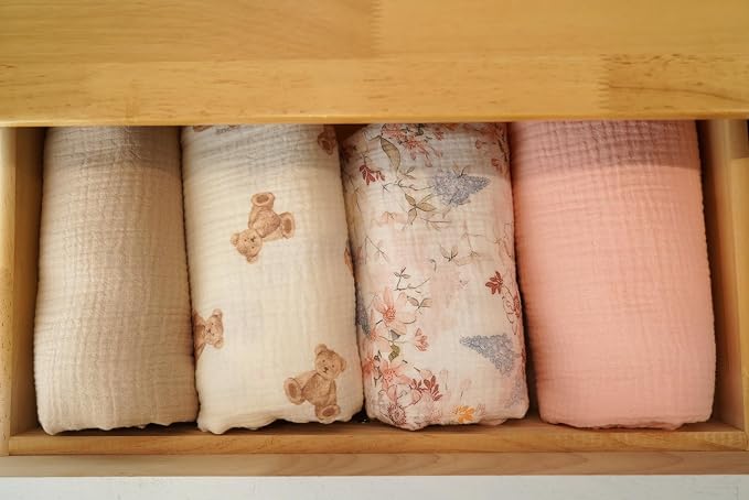 2 Pack Baby Muslin Baby Swaddle Blanket Watercolor Flower Print, Cotton 47x47inch Neutral Receiving Blanket Receiving Swaddlinget for Boys & Girls (Watercolor Flower)