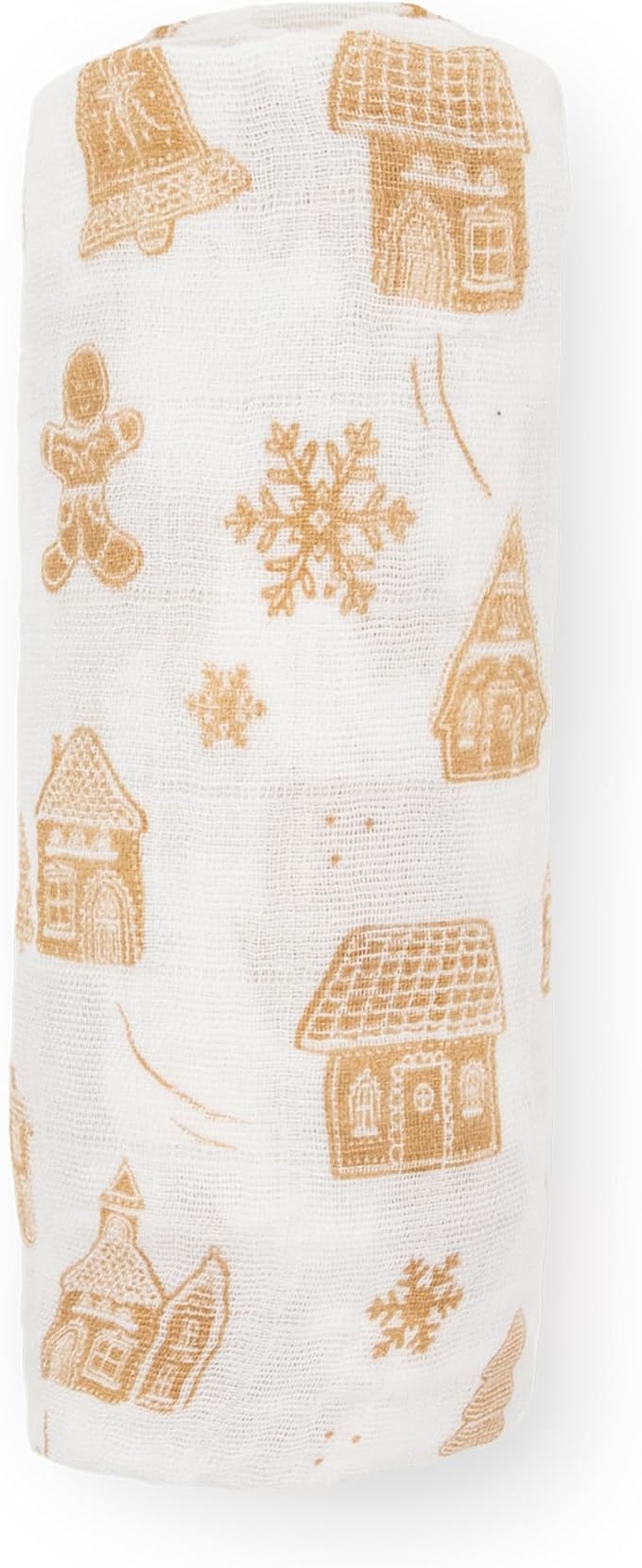 Little Unicorn Premium Cotton Swaddle Baby Blanket | Breathable Fabric | for swaddling, Play, Nursing & More (Gingerbread Village)