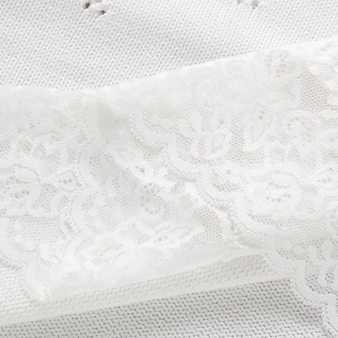 Hadetoto Cotton Lace Knit Baby Blankets, Super Soft Lightweight Crib Blanket for Infant Boys Girls, Nursery Bedding (White)