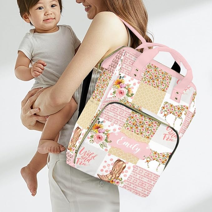 Custom Diaper Bag for Baby Customized Floral Horse Baby Bag Personalized Nursing Bags with Name Custom Name Mommy Daypack Bag Tote Bag Gifts