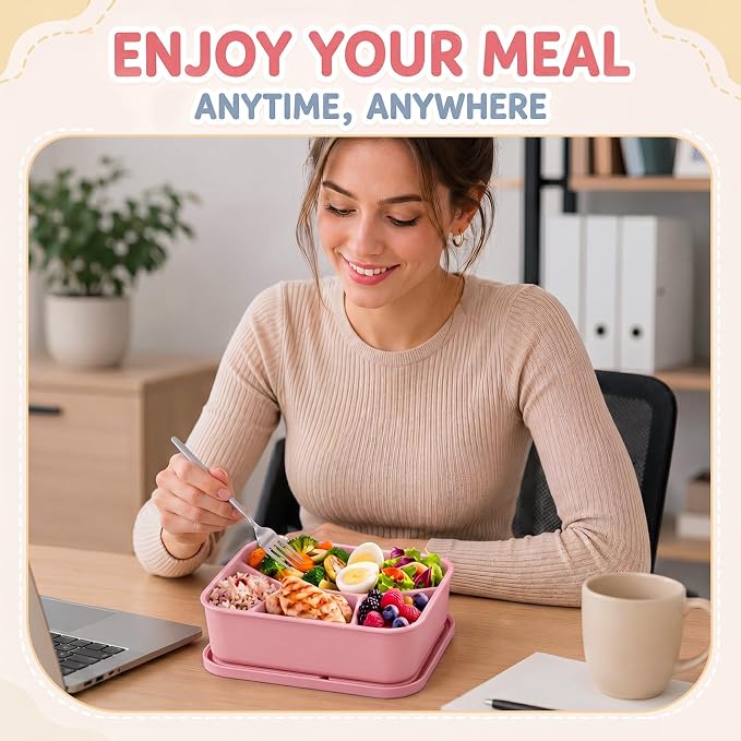 Ziliny 2 Pcs Silicone Bento Box Classic Colors Reusable Lunch Container Smooth Leak Proof Lunch Box Rectangle Bento Boxes for Adult Work Travel Food Meal Compartment Storage, 2 Colors