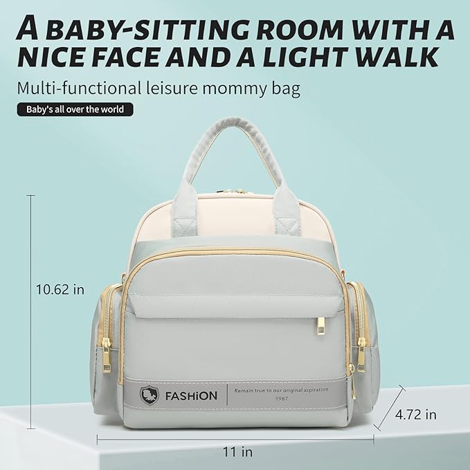 Small Diaper Bag Tote Crossbody, Mini Diaper Bag Backpack Purse with 10 Pockets, Travel Baby Bag for boys & Girls, 2 Insulated Pockets, Blue