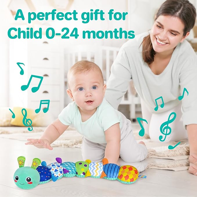 KMUYSL Baby Toys 0-6 6-12 Months, Sensory Music Animal Stuffed Toy for 0 1 2 3 4 5 6+ Months, Plush Toy with Crinkle and Rattles for Infant Newborn, Tummy Time Toys Gifts for 0-3-6-12 Month