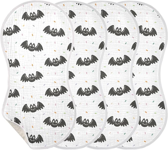 vvfelixl Halloween Bat and Confetti Burp Cloths for Baby Boy Girls Baby Washcloths Burp Rags White