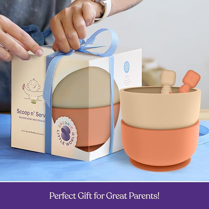 Suction Bowl with Lids and Spoons, Infant Babies & Toddler, Baby Bowls 0-6 Months, Extra Strong Baby Suction Bowls, Baby Feeding Essentials, Silicone Baby Feeding Set, BPA Free Baby Bowls