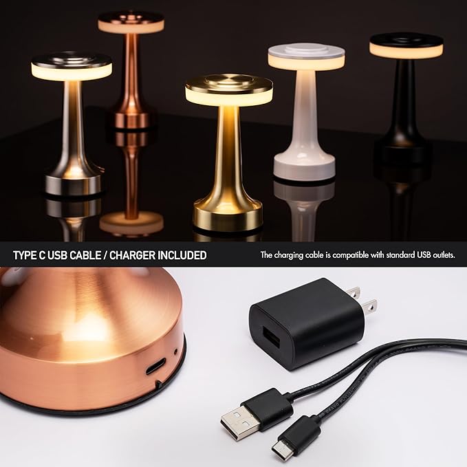 O?™Bright Portable LED Table Lamp with Touch Sensor, 3-Levels Brightness, Rechargeable Battery Up to 48 Hours Usage, Night Light for Kids Nursery, Nightstand Lamp, Bedside Lamp (Rose Gold)