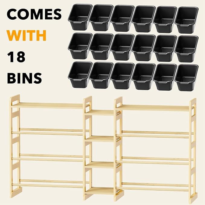SpaceAid Large Toy Storage Organizer with 6 Shelves and 18 Bins, Book Shelf Organizers Storage Bookshelf, Kids Bin Shelf Box Bookcase for Bedroom Playroom Organization Room Decor, True Black