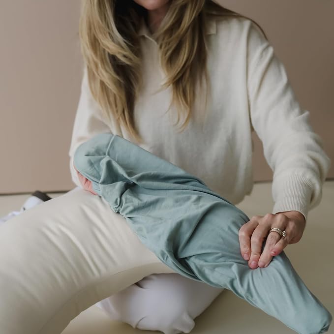 Snuggle Me Organic Feeding Support Pillow Cover, Machine Washable 100% Organic Cotton, Soft Nursing Cover for Breastfeeding, Pillow Slipcover for Baby Girls Boys Newborn - Slate
