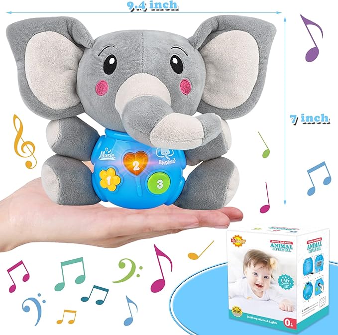 Plush Musical Baby Toys,Cute Elephant Toys for 3-6-12 Months Boys & Girls, Cute Stuffed Animal Infants Baby Toyï¼?Elephant Baby Stuff,Toys for Infants 0-6 Months