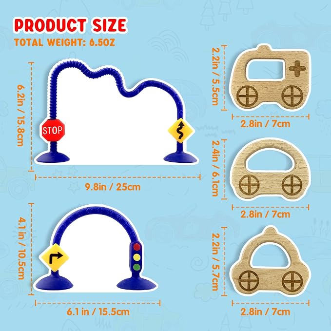 High Chair Suction Toys for Babies 6-12 Months, Suction Cup Toy for Toddlers 1-3, Baby Sensory Montessori Chew Toy for Babies 0-6 Month, Silicone Baby Teething Toys for 12-18 Months