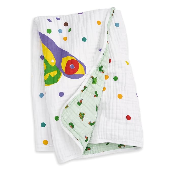 aden + anais Essentials Cotton Muslin Eric Carle Dream Blanket, Perfect for Babies, Infants and Toddlers, Crib Blanket, Nursery Essential, Very Hungry Caterpillar