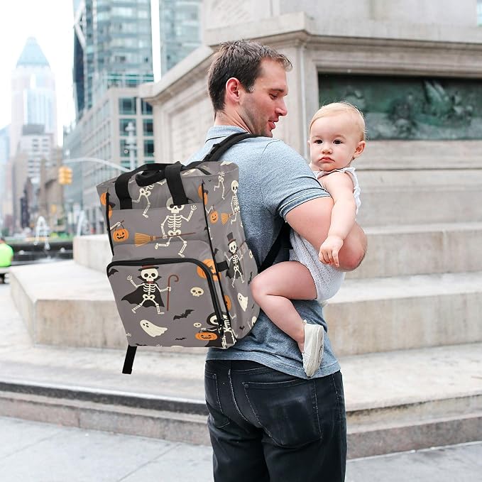 Gothic Skull Peonies Diaper Bag Insul Travel Mom Dad