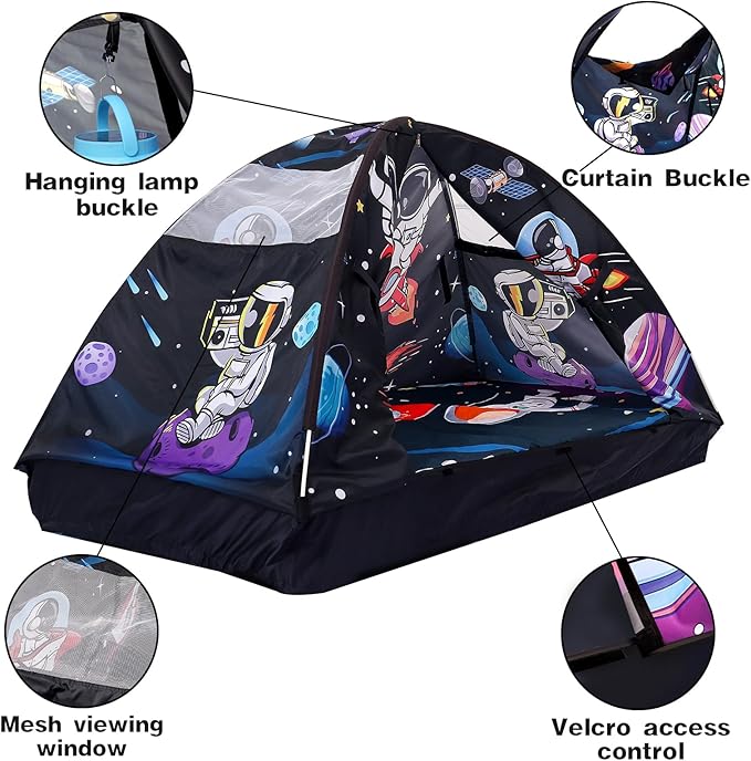 Kid Bed Tent -Twin Play Tent Dream Playhouse for Bedroom Decor Indoor Games Twin Size Bed Canopy by CRAWLBO