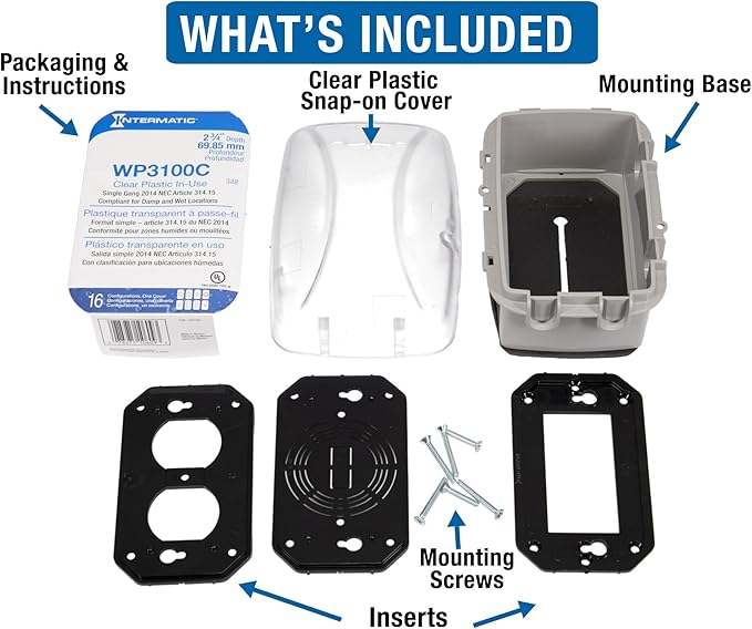 Intermatic WP3100C Weatherproof Electrical Outlet Cover - Extreme Temperature Resistance, Heavy-Duty Construction, Versatile Design & Multi-Configurable, Easy Install, Secure Fit Outdoor - 2 Pack