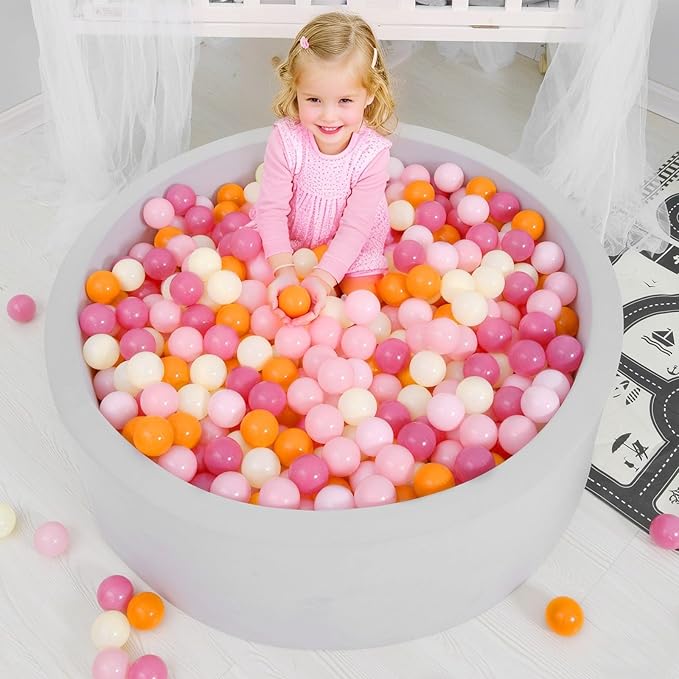GOGOSO Ball Pit Balls for Toddler, Baby Plastic Playballs Kids Soft Pastel Pelotas Non-Toxic BPA-Free 3pink+Orange+Yellow, 1000 Balls