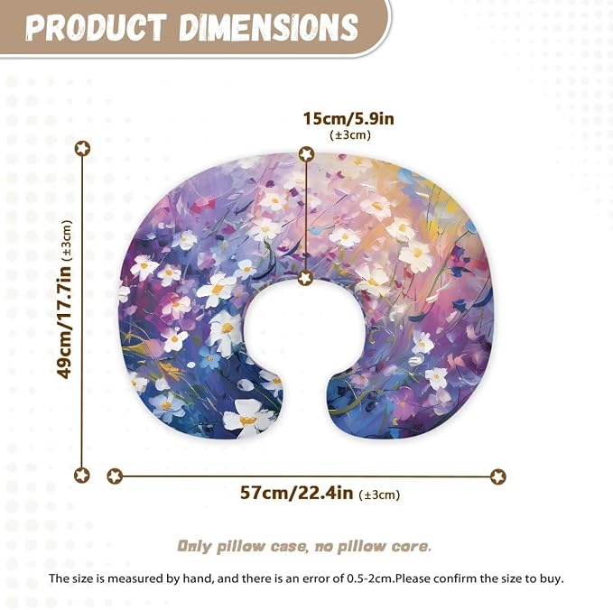 Floral 2 Nursing Pillow Case for Newborn Support for Breastfeeding, Bottle Feeding & Bonding Feeding Pillow Cover Stretchy Comfortable Pillow Slipcover Cover Only