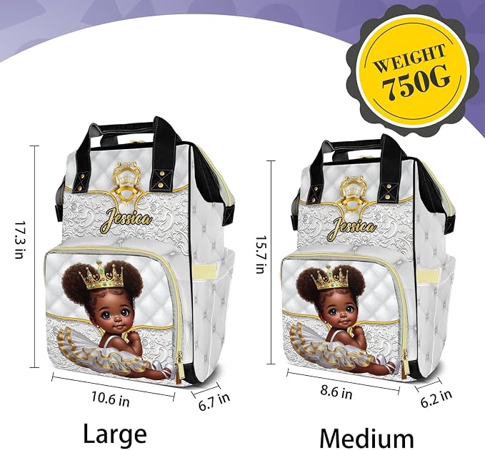 Custom Diaper Bag with Name Personalized Multifunctional Mommy Backpack for Shoulders Outdoor Backpack for Newborn Baby Crown-Thermal Pockets Nursing Bags