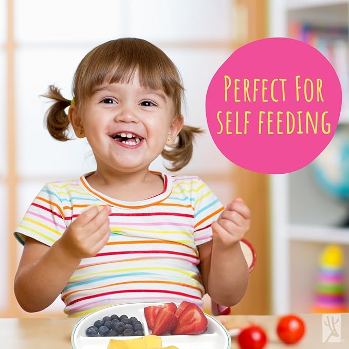 Elk and Friends Kids 6.7??Porcelain Divided Plates with Silicone Sleeves | Suitable for Babies/Kids/Toddlers | Microwave & Dishwasher Safe | Non Slip | Snack Dishes