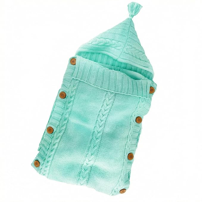 XMWEALTHY Baby Blankets for Boys Girls Newborn Essentials Wrap Swaddles Knit Sleeping Bag Stroller Receiving Blanket Light Aqua 0-6 Month