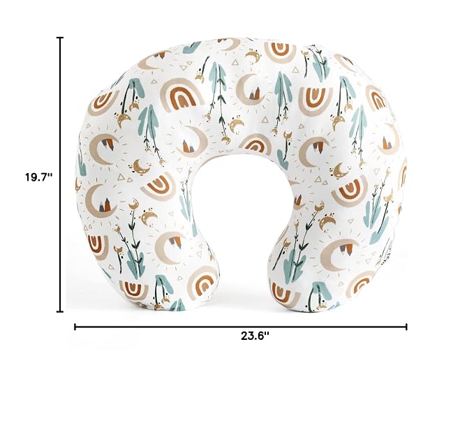 GRSSDER Nursing Pillow Cover Stretchy Minky Removable Nursing Covers for Breastfeeding Pillows, Ultra Soft Comfortable Slipcover for Boy and Girls, Cute Rainbow Pattern