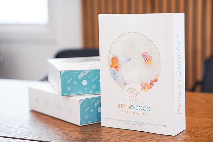 immispace - Ultra Soft Swaddle Blanket | Muslin Blankets for Girls & Boys | Newborns & Infants Gifts | 30% Organic Cotton + 70% Rayon | Large 47" x 47" | Machine Washable (Robot)