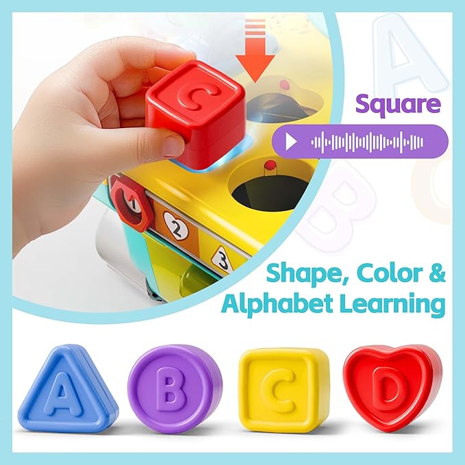 iPlay, iLearn Toddler Musical Workbench Toys for One Year Old Boys, Baby Pretend Play Tool Set, Infant Shape Sorter Activities, Kids Pounding Game, 1st Birthday Gift for 12 18 24 Month Girls Age 1 2 3