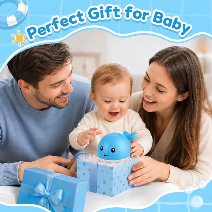 Gigilli Whale Bath Toy Sprinkler, Light Up Bath Toys for Kids Ages 1-3 Infant Baby Bath Toys 1 2 3 Year Old, Toddler Bathtub Bath Foutain Toys, Baby Pool Toys 6-12-18 Months Boys Girls Birthday Gifts
