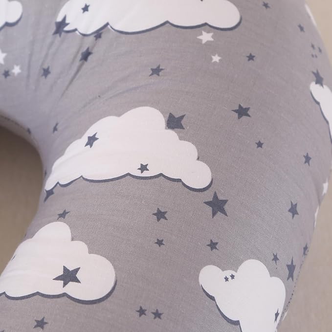 Nursing Pillow, Breast Feeding Pillows for Women, Removable Cotton Cover with Breathable Firm Fill, Baby Feeding Pillow for 0-12 Months, Breastfeeding Pillows, Machine Washable (Clouds)