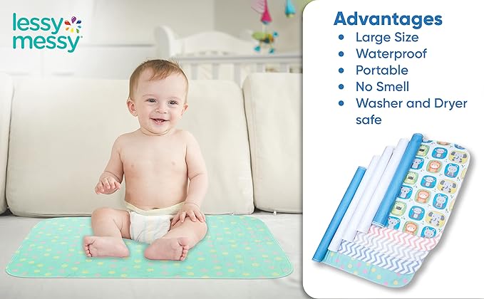 Portable Baby Changing Mat - Extra Large Waterproof Diaper Changing Pad | Machine Washable & Dryer Safe | Wipeable Surface for Easy Cleaning | Stylish Polka Dot Design