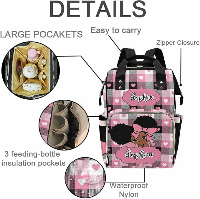 D-Story Personalized Diaper Bag Multifunction Personalized Boys Nappy Bag Hiking Bag Customized Backpacks Expandable