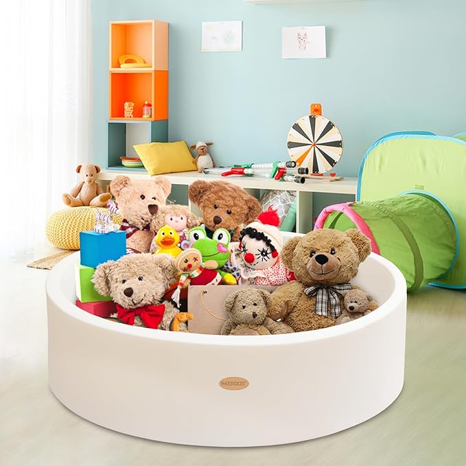 HARBOLLE Baby Ball Pit 47.2" Soft Round Memory Foam Ball Pits NOT Included Balls Indoor Outdoor Playpen for Babies Toddlers Kids Great Gift for Girls Boys, White