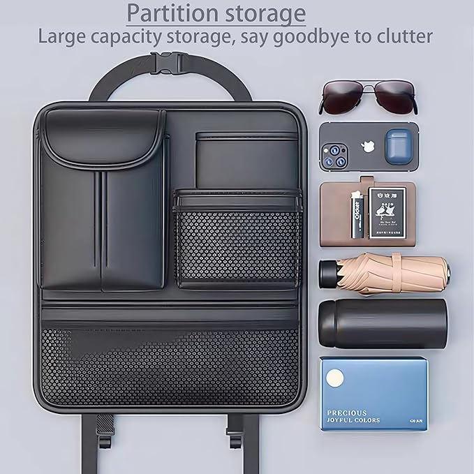 Backseat Car Organizer, Seat Organizer with 5 Storage Pockets for Travel, Black