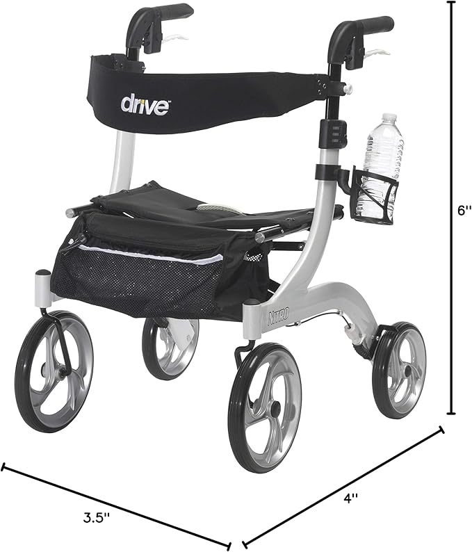 Drive Medical Nitro Clip-On Cup Holder for Walker Rollator, 6 x 4 x 3.5 Inch, Black
